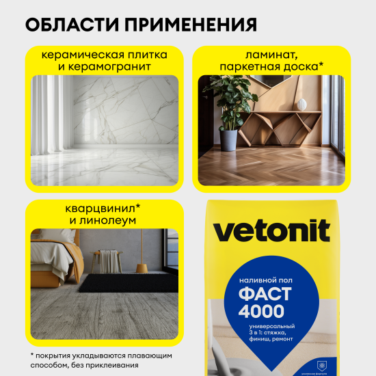 Пол наливной Vetonit ФАСТ 4000 Универсальный 20 кг