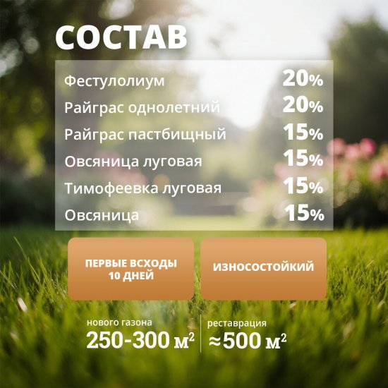 Семена газонной травы Городской газон Мираторг 10 кг