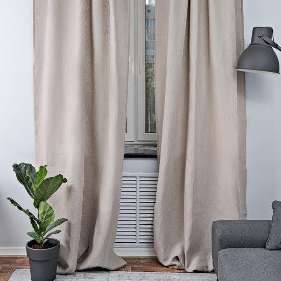 Штора лен бежевая 145х300 см Rusby Лен (ТТ-00259497)