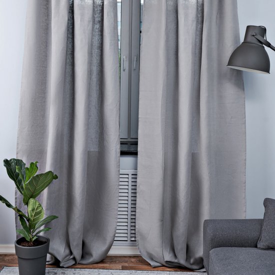 Штора лен темно-серая 145х300 см Rusby Лен (ТТ-00259489)
