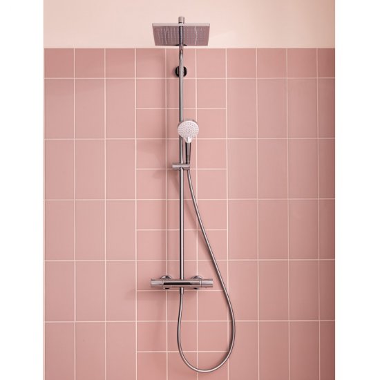 Душевая система Hansgrohe с верхним душем с лейкой с термостатом хром (HGSETP01)