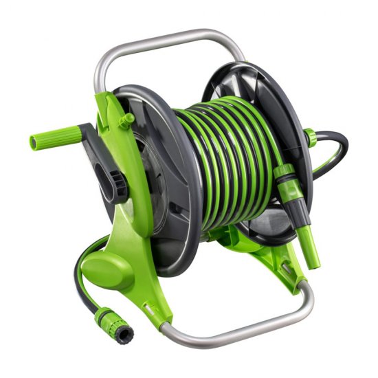 Катушка с поливочным шлангом 15 м Amigo пластиковая с набором коннекторов (79605)
