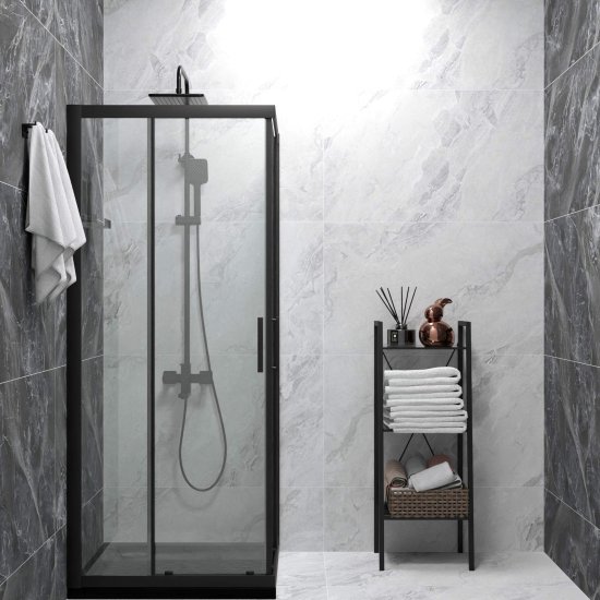 Душевая ширма Apart Black Метакам квадратная 80x80x185см цвет профиля черный раздвижная стекло 4мм прозрачное