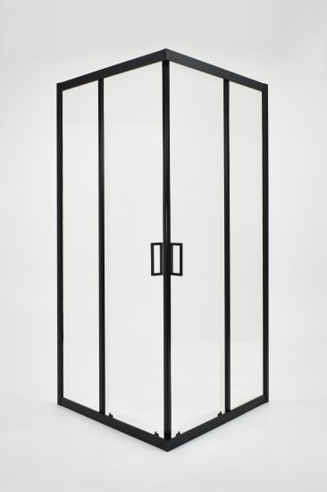 Душевая ширма Apart Black Метакам квадратная 80x80x185см цвет профиля черный раздвижная стекло 4мм прозрачное