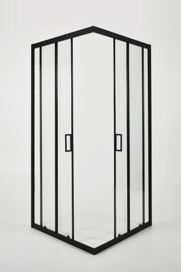 Душевая ширма Apart Black Метакам квадратная 80x80x185см цвет профиля черный раздвижная стекло 4мм прозрачное