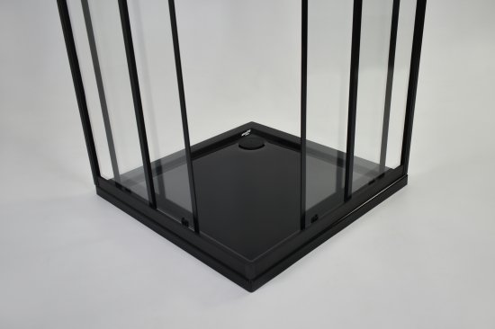 Душевая ширма Apart Black Метакам квадратная 80x80x185см цвет профиля черный раздвижная стекло 4мм прозрачное