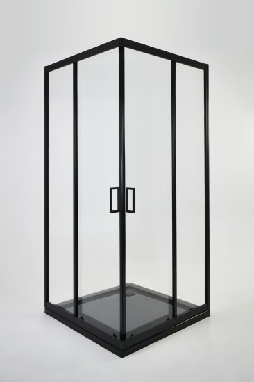 Душевая ширма Apart Black Метакам квадратная 80x80x185см цвет профиля черный раздвижная стекло 4мм прозрачное