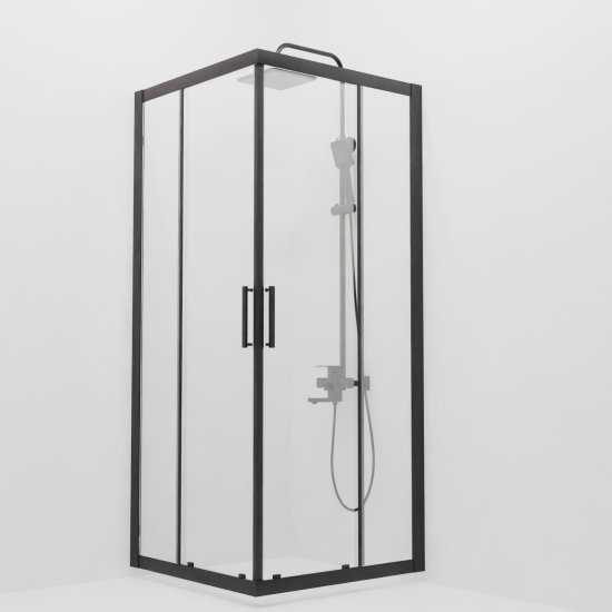 Душевая ширма Apart Black Метакам квадратная 80x80x185см цвет профиля черный раздвижная стекло 4мм прозрачное