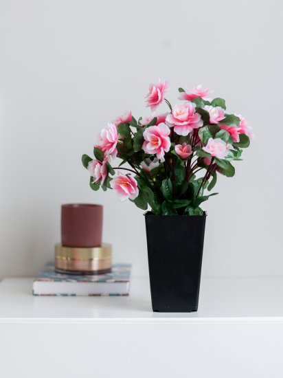 Искусственное растение в горшке азалия h30 см цвет розовый