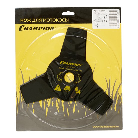 Нож для триммера Champion Т333 255х25,4 мм 3 зуба (C5101)