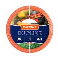 Леска для триммера Patriot Duoline витой квадрат 2,4 мм х 15 м оранжевая (805401161)