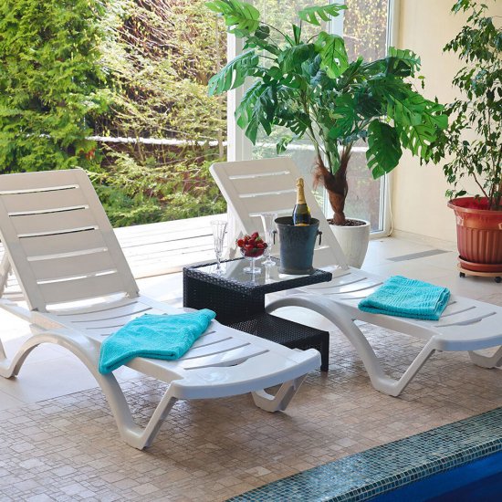 Шезлонг Adriano Classic белый 1870х650х310 мм (Р6001Бел)