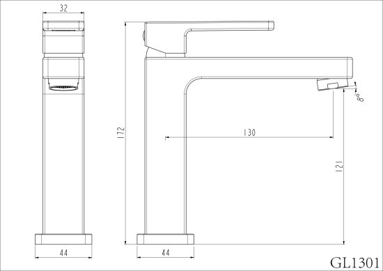 Смеситель для раковины Gappo Eder GL1301-8 однорычажный цвет белый хром