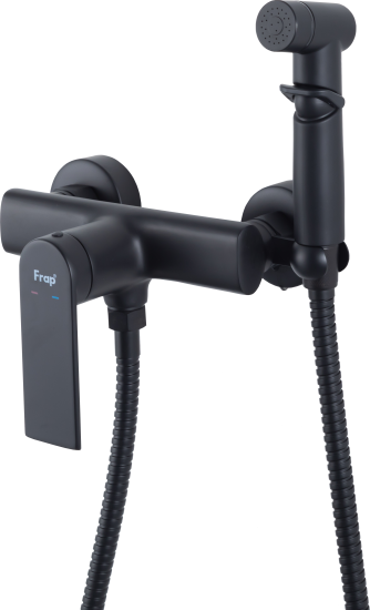 Гигиенический душ Frap Arne F20204-6, набор со смесителем, цвет черный матовый