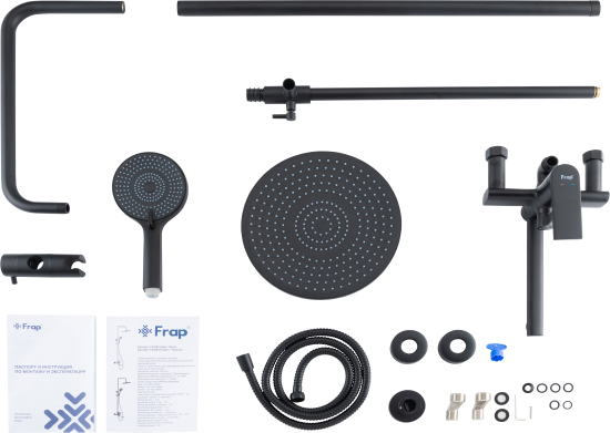 Душевая система Frap Arne F24204-6 со смесителем 3 режима цвет черный матовый