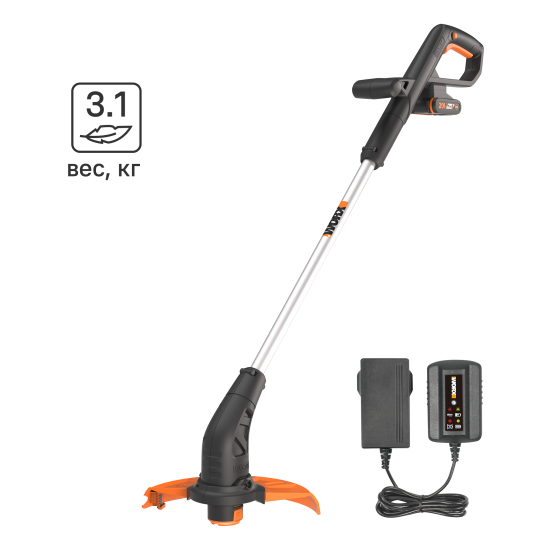 Триммер аккумуляторный Worx WP158E 20 В 1x2 Ач АКБ и ЗУ входит в комплект