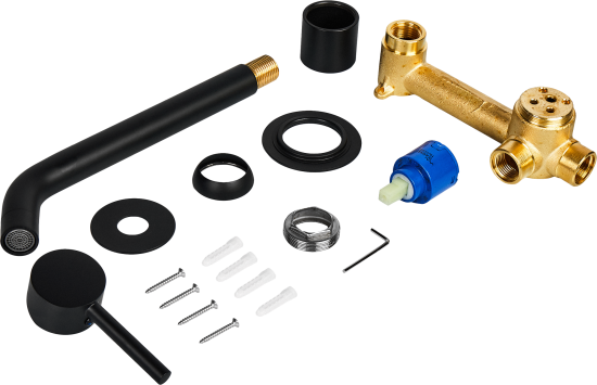 Смеситель для раковины Vidage VAL11900BL, скрытый монтаж, однорычажный, цвет черный матовый