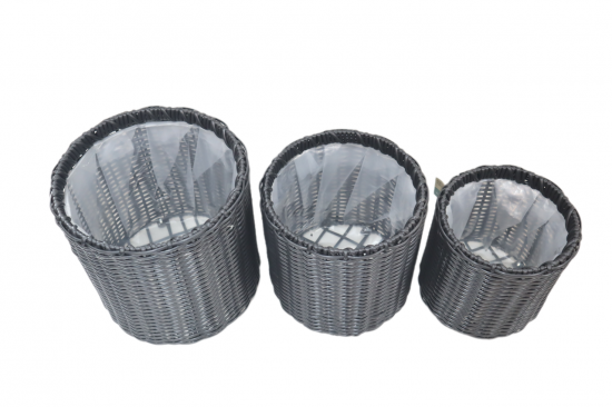 Кашпо для цветов Green Art ø32 h35 см v56 л искусственный ротанг черный 3 шт.