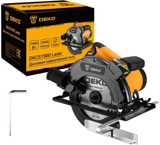 Пила циркулярная сетевая Deko DKCS1900, 1900 Вт, 190 мм