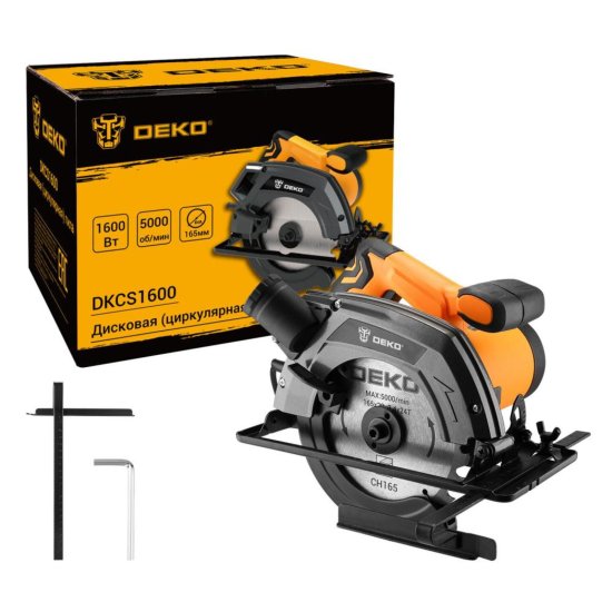 Пила циркулярная сетевая Deko DKCS1600, 1600 Вт, 165 мм