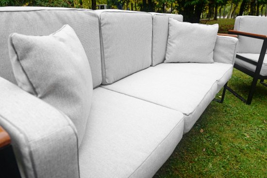 Набор садовой мебели Naterial Moneron металл/дерево/полиэстер серый/коричневый/черный: диван, стол и 2 кресла