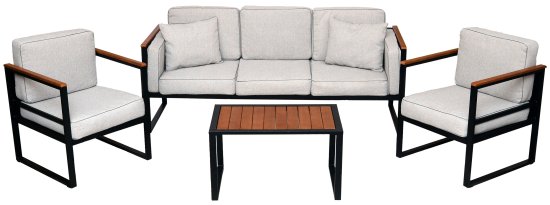 Набор садовой мебели Naterial Moneron металл/дерево/полиэстер серый/коричневый/черный: диван, стол и 2 кресла