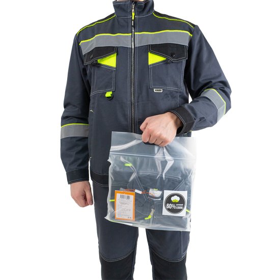 Костюм мужской рабочий Joker Корвет Коттон 48-50 рост 182-188 см темно-серый/лимон