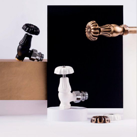 Комплект терморегулирующий угловой SR Rubinetterie Floral Old Style 1/2 х 24/19 для радиатора (A339-1500VCPS)