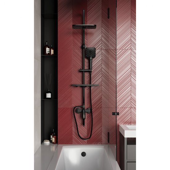 Душевая система Voda VST с верхним душем с лейкой со смесителем черная (VST112Black)