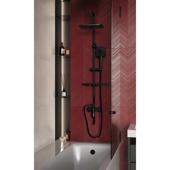 Душевая система Voda VST с верхним душем с лейкой со смесителем черная (VST112Black)