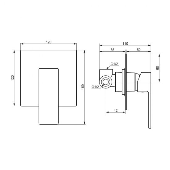 Смеситель для душа встраиваемый Damixa Gala однорычажный хром (537500000)