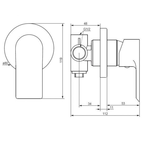 Смеситель для душа встраиваемый Damixa Apollo однорычажный хром (477500000)