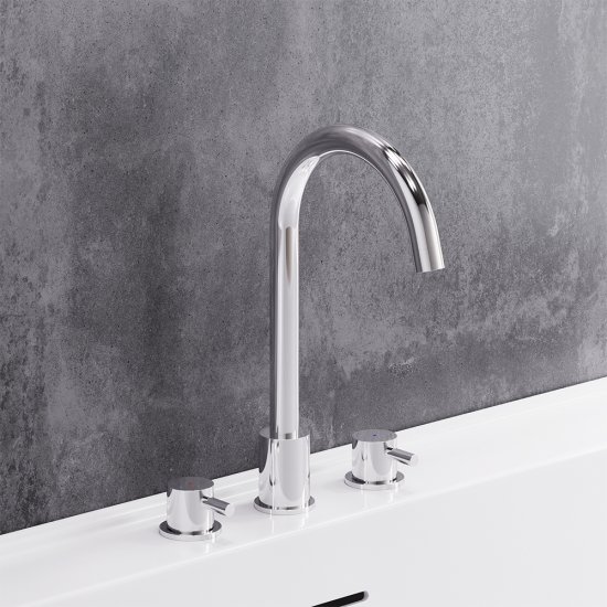 Смеситель для раковины встраиваемый Damixa Scandinavian Pure хром двухрычажный с поворотным изливом (360200000)