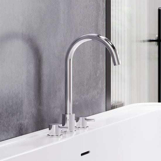 Смеситель для раковины встраиваемый Damixa Scandinavian Pure хром двухрычажный с поворотным изливом (360200000)