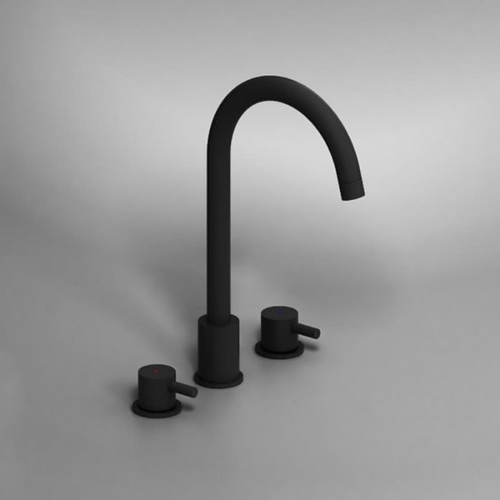 Смеситель для раковины встраиваемый Damixa Scandinavian Pure черный двухрычажный с поворотным изливом (360200300)