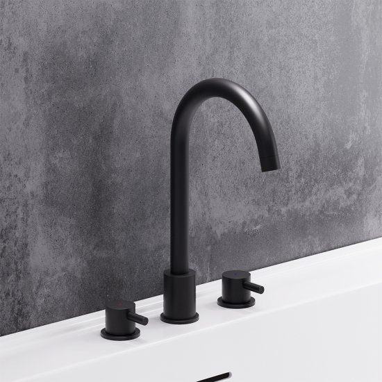 Смеситель для раковины встраиваемый Damixa Scandinavian Pure черный двухрычажный с поворотным изливом (360200300)