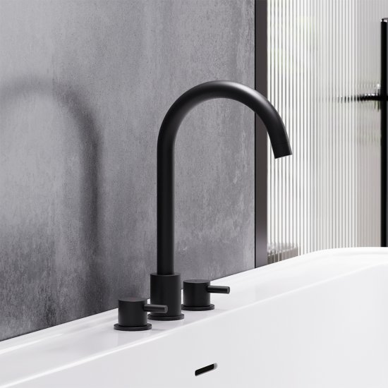 Смеситель для раковины встраиваемый Damixa Scandinavian Pure черный двухрычажный с поворотным изливом (360200300)