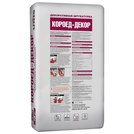 Штукатурка декоративная Unis Короед-Декор 3 мм белая 25 кг