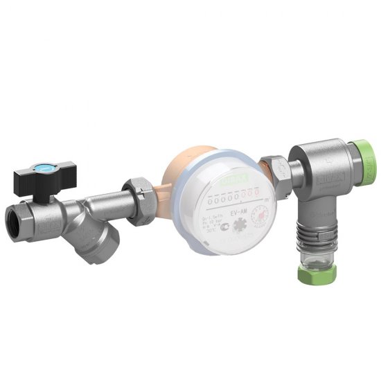 Кранофильтрогидромат для подключения счетчика Gibax G0030 3/4 с обратным клапаном