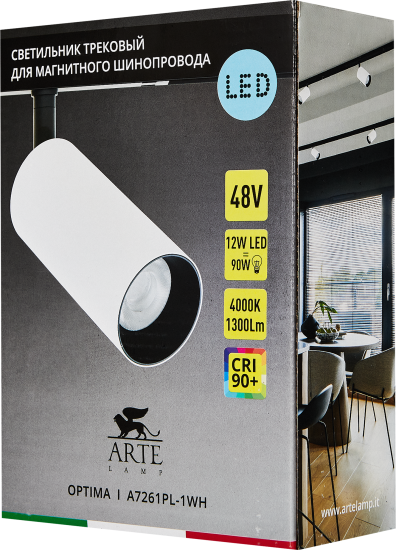 Трековый светильник спот светодиодный Arte Lamp Optima 12 Вт магнитный 2 м² цвет белый