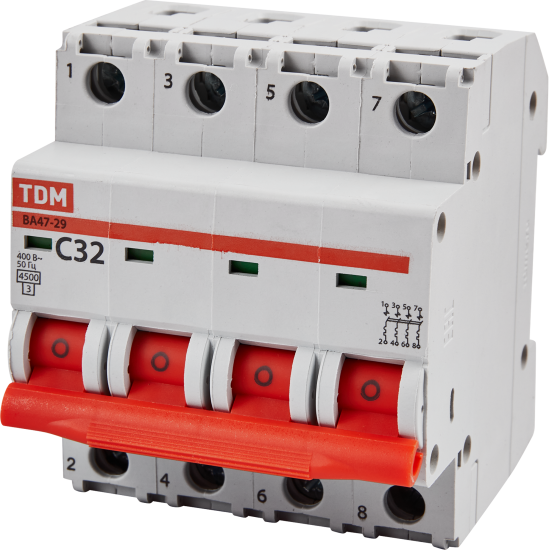 Автоматический выключатель TDM Electric ВА47-29 4Р C32 A 4.5 кА