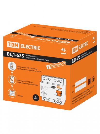 УЗО TDM Electric ВД1-63S 4Р 25 А 100 мА 6 кА AC