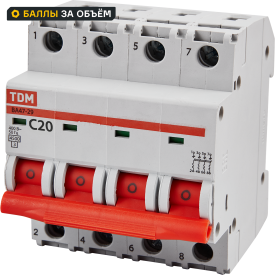 Автоматический выключатель TDM Electric ВА47-29 4Р C20 A 4.5 кА