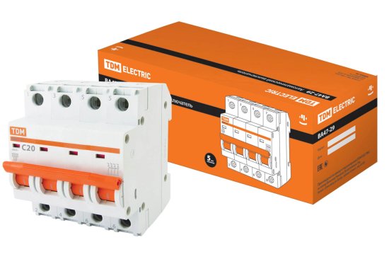 Автоматический выключатель TDM Electric ВА47-29 4Р C20 A 4.5 кА