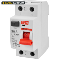 УЗО TDM Electric ВД1-63S 2Р 50 А 30 мА 6 кА AC
