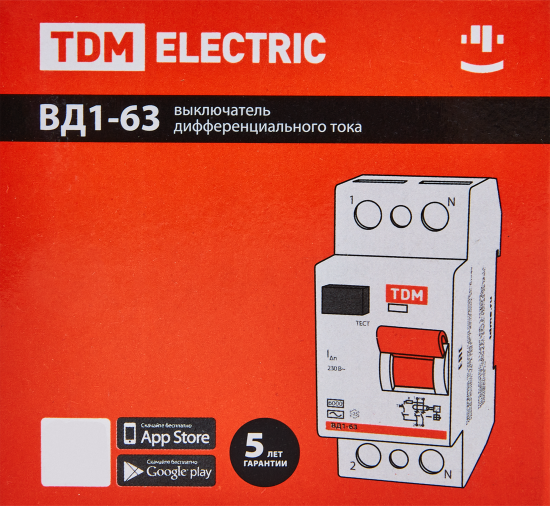 УЗО TDM Electric ВД1-63S 2Р 50 А 30 мА 6 кА AC
