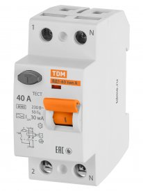 УЗО TDM Electric ВД1-63 2Р 40 А 30 мА 6 кА A