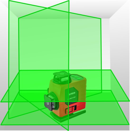 Нивелир лазерный Elitech 360-4-ЗЕЛ зеленый луч, 25 м