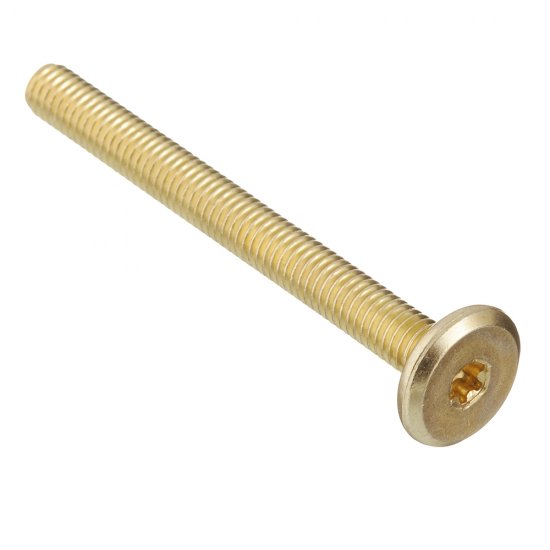Винт мебельный латунированный M6х60 мм плоская головка HEX (4 шт.)