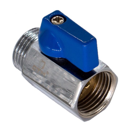 Кран шаровой латунный СТМ 1/2 ВР(г) х 1/2 НР(ш) проходной мини со сменной ручкой прямой (CWMFM012)